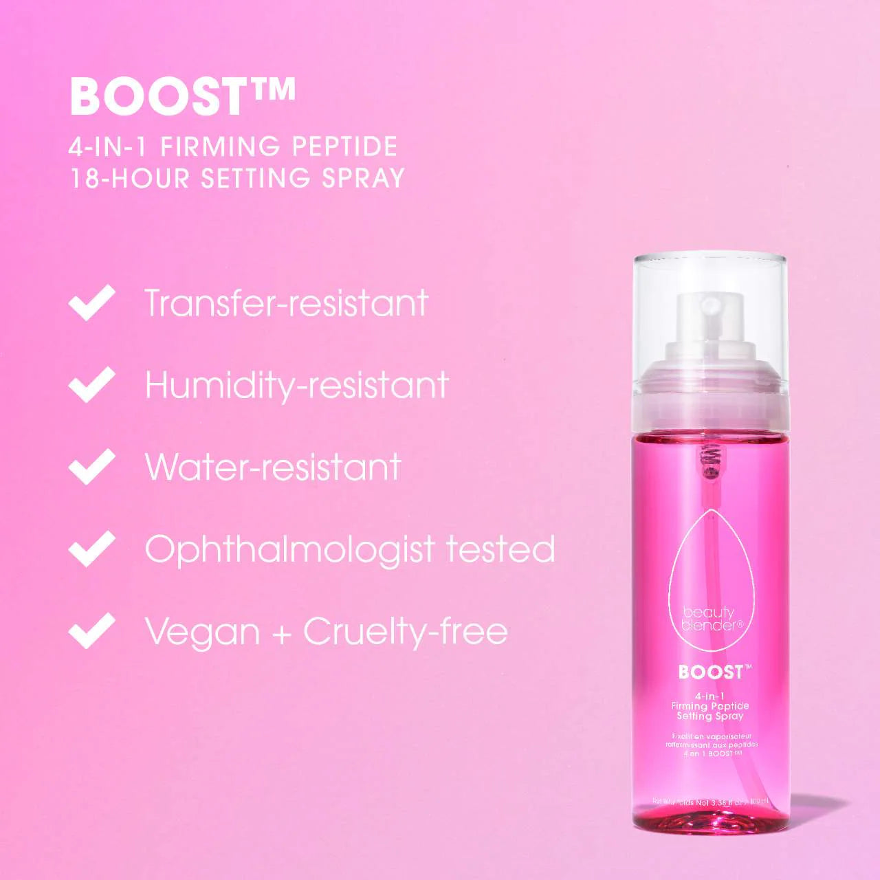 Beautyblender BOOST™ 4-in-1 Firming Peptide 18-hour Setting Spray *Pre-Orden*