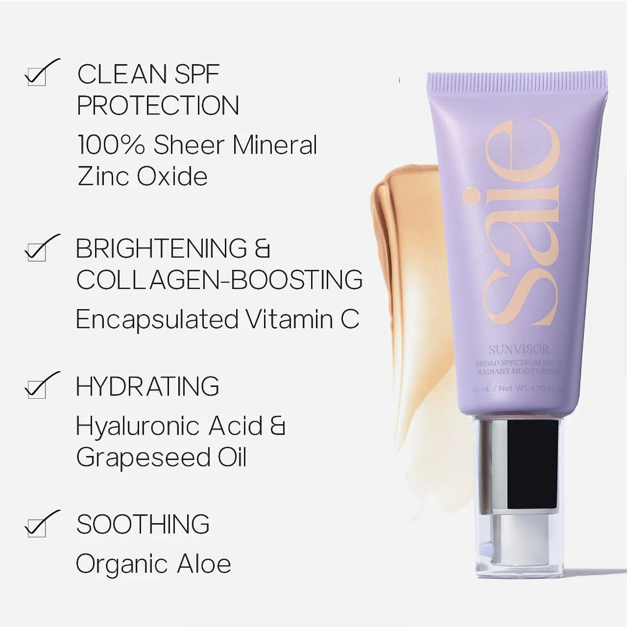 Saie Sunvisor Radiant Moisturizing Face Sunscreen SPF 35 *Pre-Orden*