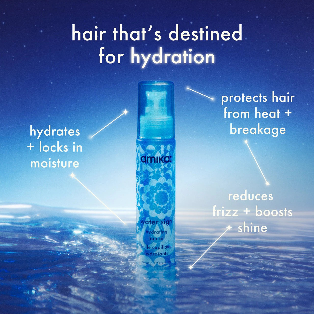 amika Water Sign Hydrating Hair Oil with Hyaluronic Acid *Pre-Orden*