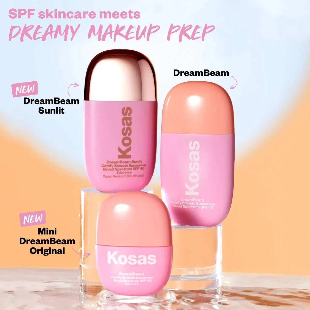 Kosas DreamBeam Silicone-Free Mineral Sunscreen SPF 40 with Ceramides and Peptides *Pre-Orden*